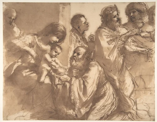 The Adoration of the Magi by Guercino, drawing, 1625-1630
