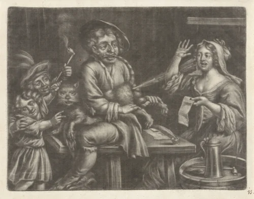 Kattenconcert by Jan van Somer, print, 1655-1700