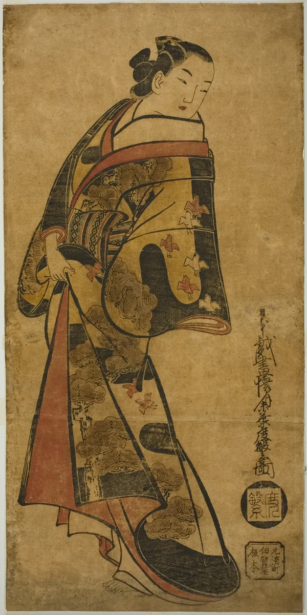 Standing Courtesan by Kaigetsudo Dohan, print, 1710-1720