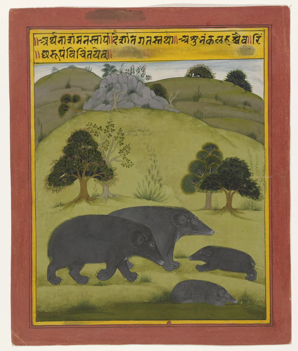 Beren in een landschap by anonymous, drawing, 1710-1734