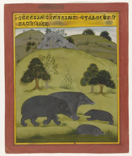 Beren in een landschap by anonymous, drawing, 1710-1734