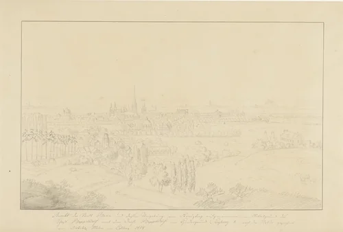 Gezicht op Bonn by Jakob Dietzler, drawing, 1828