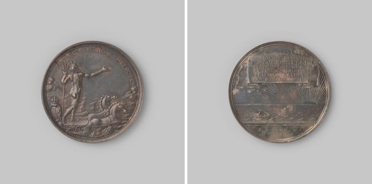 Op de demping van het aansprekersoproer te Amsterdam naar aanleiding van de keur op het begraven by I. Roskam, metalwork, 1696