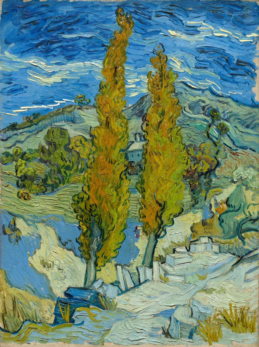 Two Poplars in the Alpilles near Saint-Rémy by Vincent van Gogh, painting, 1889