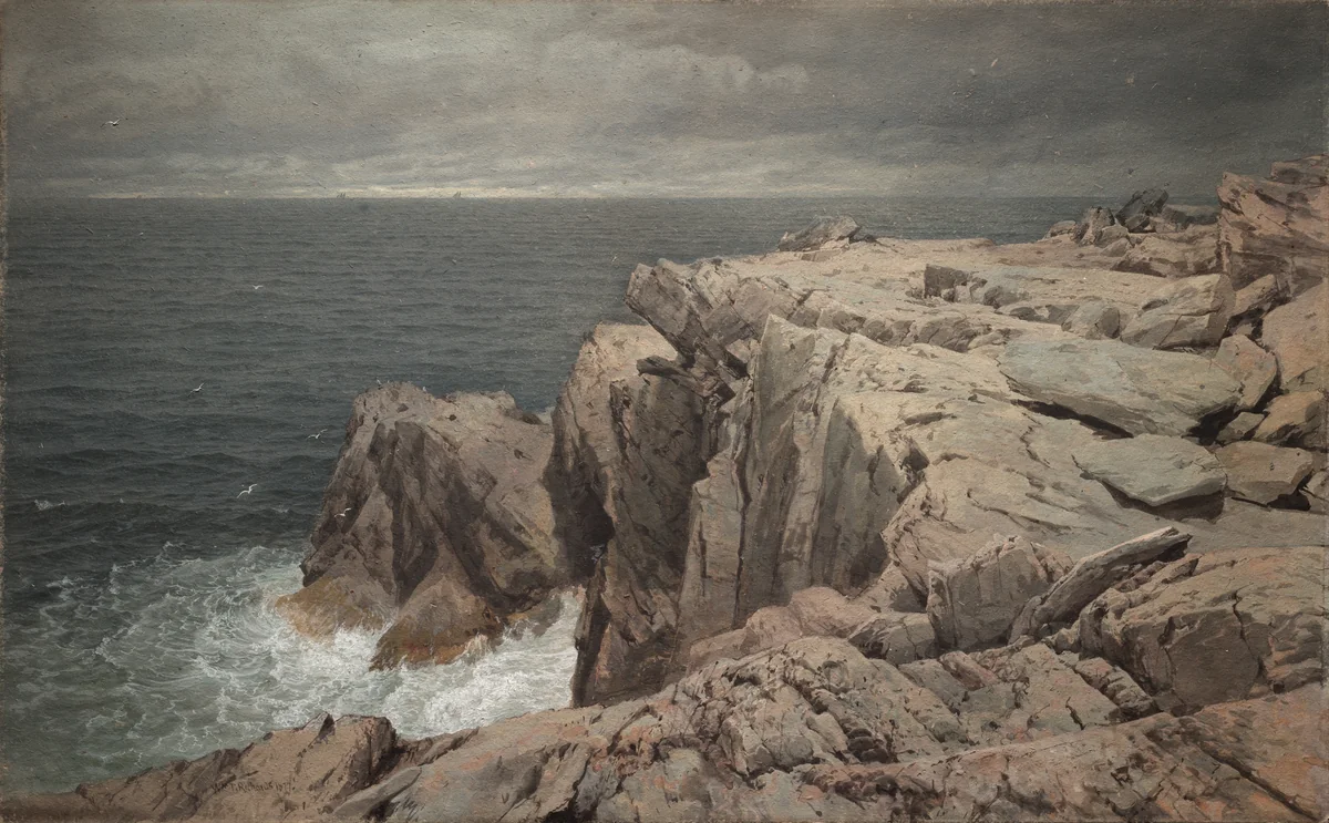 Cormorant Cliff, Jamestown, Rhode Island by William Trost Richards, drawing, 1877