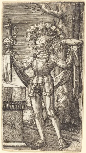 Knight in Armour with Bread and Wine by Albrecht Altdorfer, print, 1512-1515