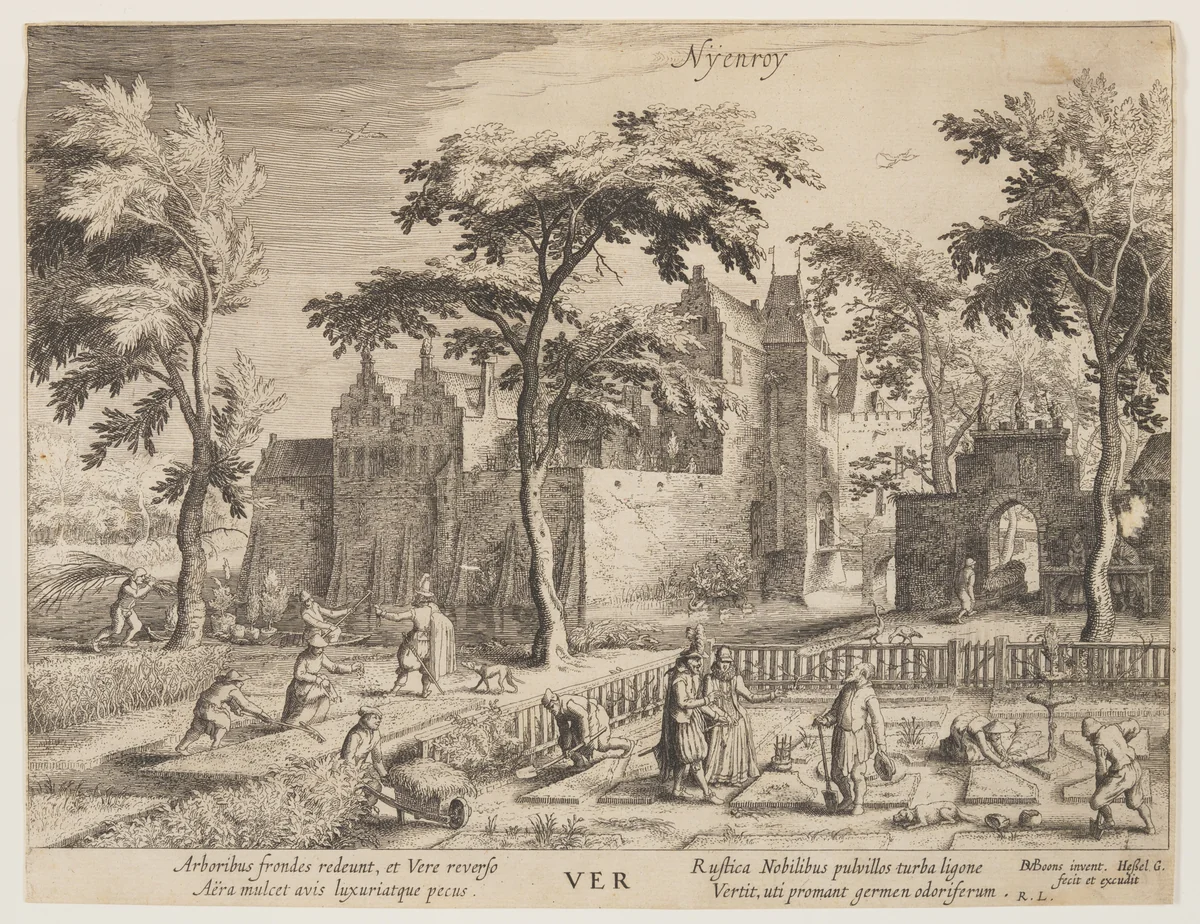 Nyenroy - Spring, from The Seasons, View of Castles in the Vicinity of Amsterdam by Hessel Gerritsz, print, 1610