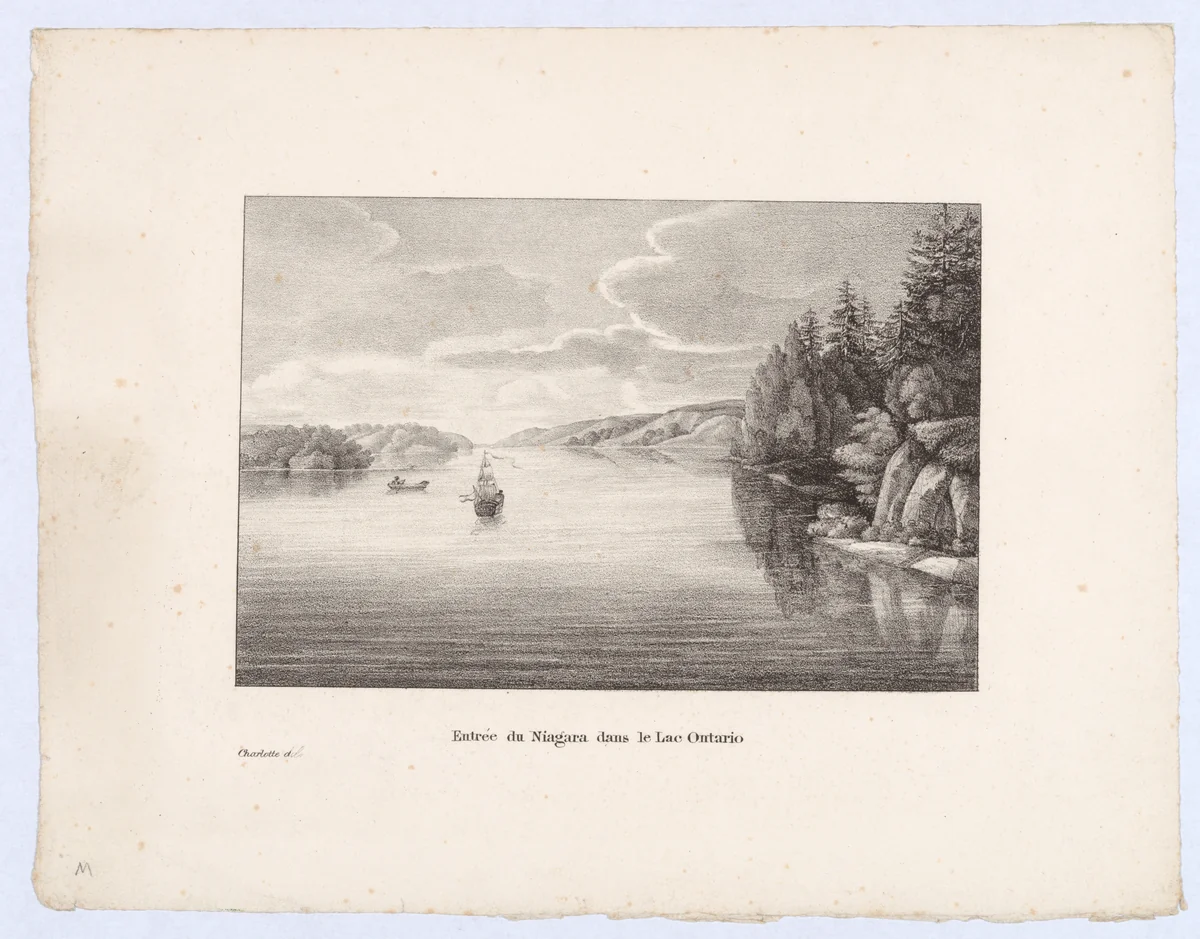 Entrée du Niagara dans le Lac Ontario by Charlotte Bonaparte, print, 1824