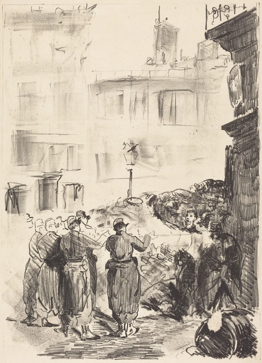 The Barricade (La barricade) by Edouard Manet, print, 1871