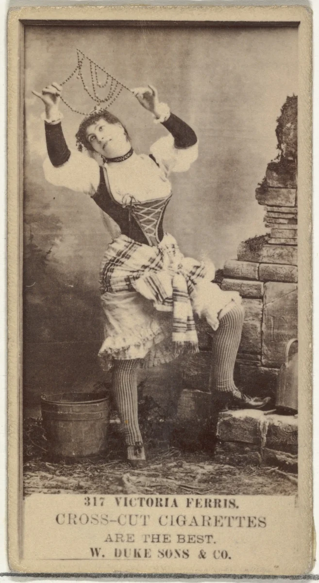 Card Number 317, Victoria Ferris, from the Actors and Actresses series (N145-3) issued by Duke Sons & Co. to promote Cross Cut Cigarettes by W. Duke, Sons & Co., photograph, 1880-1889
