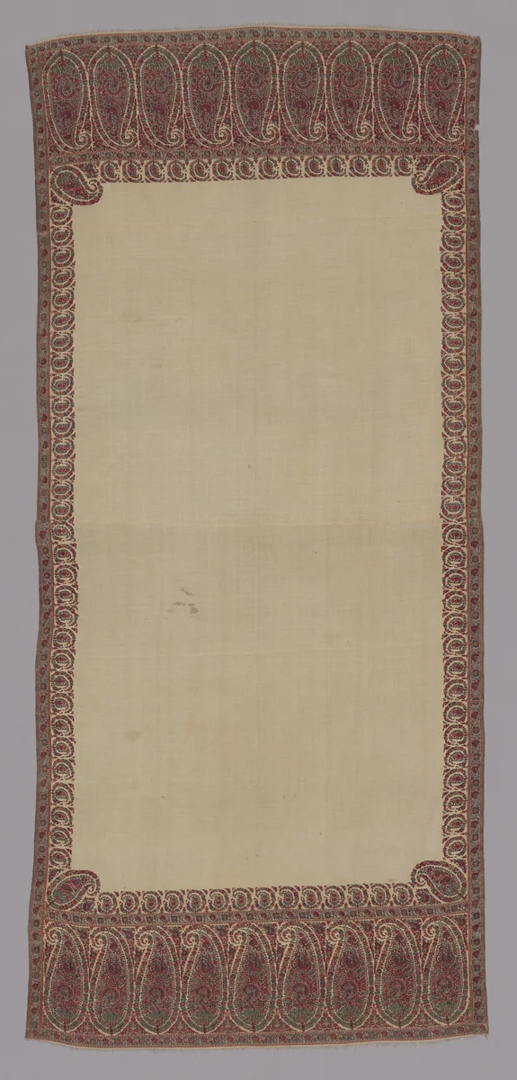 Palledar (Long Shawl) by Kashmir, textile, 1815-1825