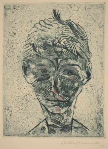 Bust of a Young Man, Self-portrait (Knabenkopf, Selbstporträt) by Walter Gramatté, print, 1922-1923