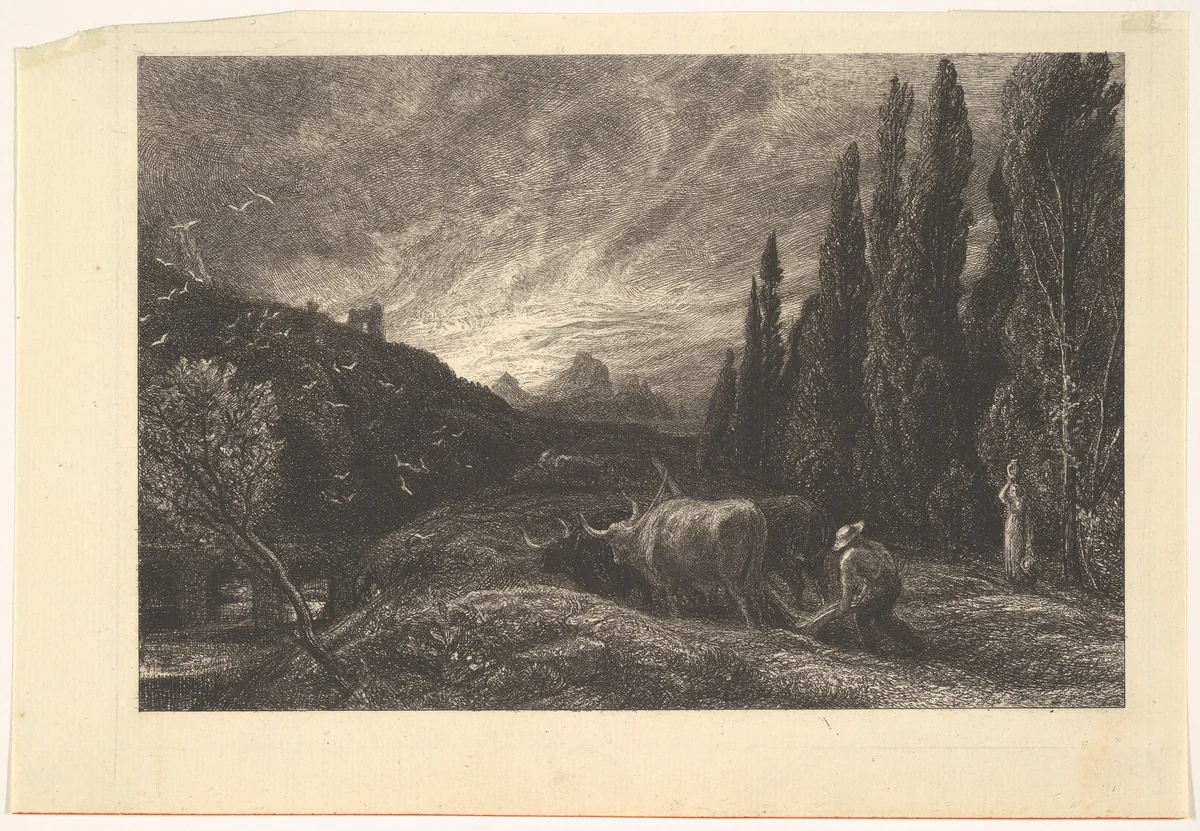 The Early Ploughman by Samuel Palmer, print, 1861