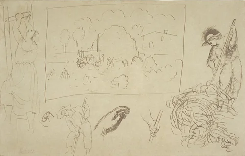 The Harvesters by Pablo Picasso, drawing, 1919