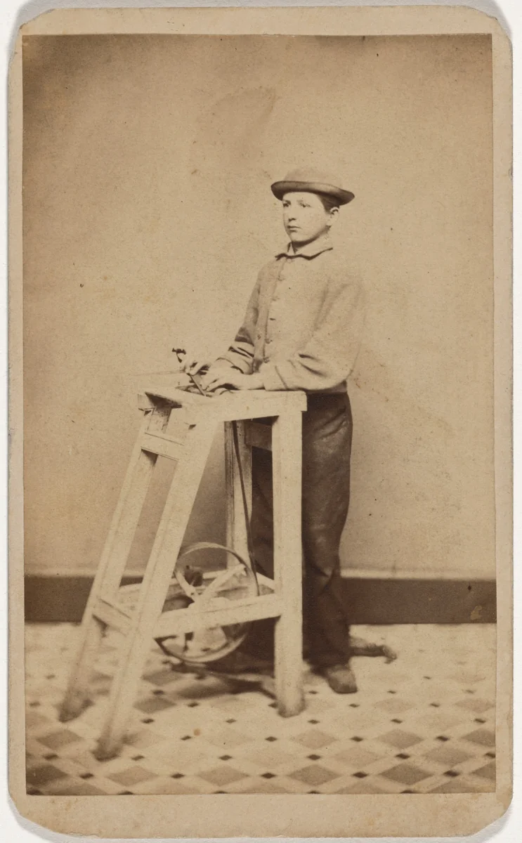 Portrait of a Knife Sharpener by W. E. Huber, photograph, 1860-1869