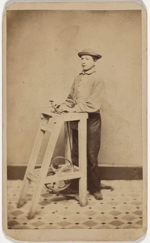 Portrait of a Knife Sharpener by W. E. Huber, photograph, 1860-1869