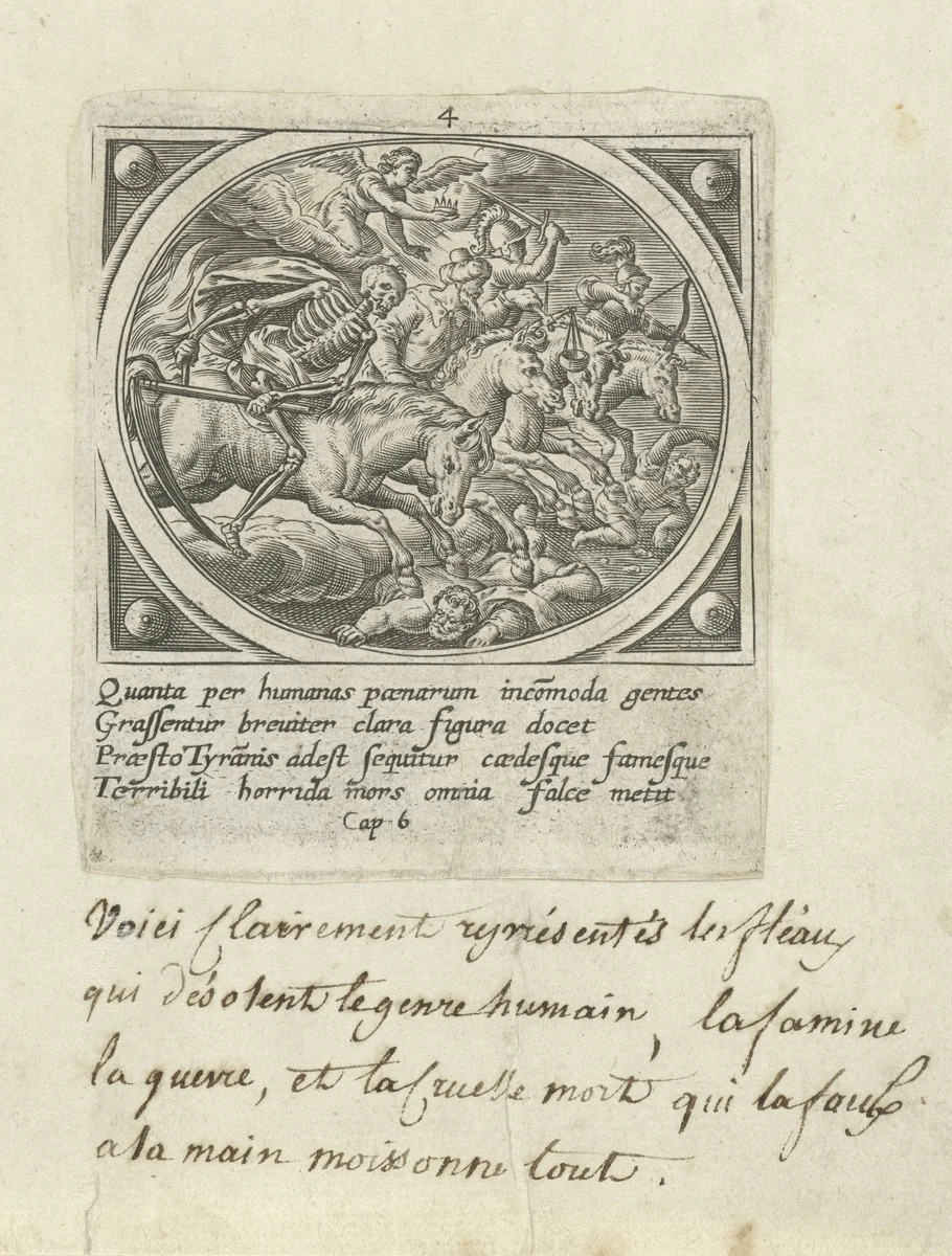 De vier apocalyptische ruiters by Unknown, print, 1585