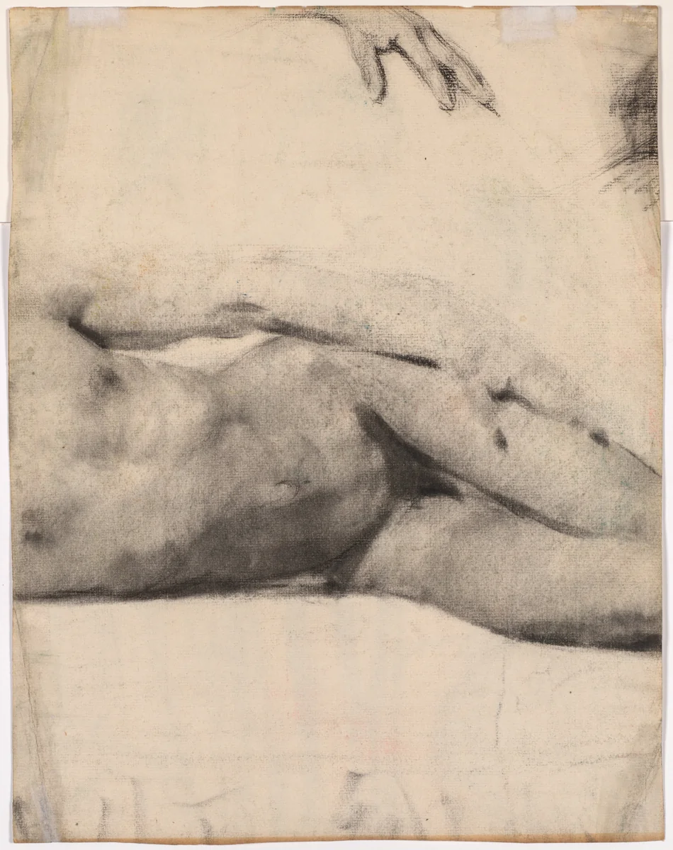 Reclining Male Nude (verso) by Edouard Vuillard, drawing, 1887-1889