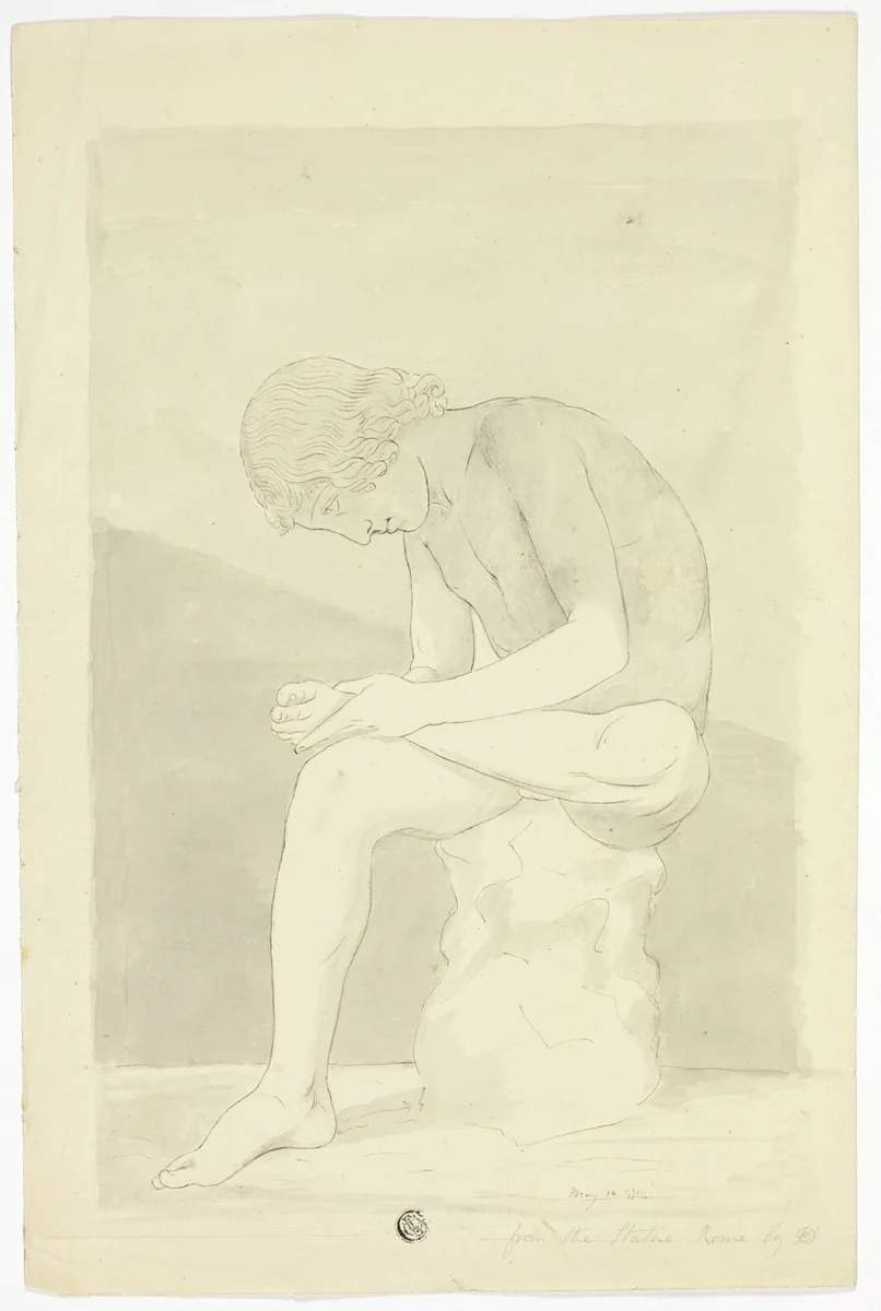 The Thorn-Picker (Lo Spinario) by John Downman, drawing, 1772