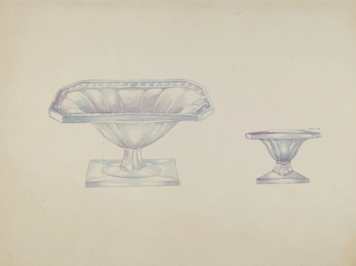 Glass Nut Dishes by Beulah Bradleigh, index of american design, 1937