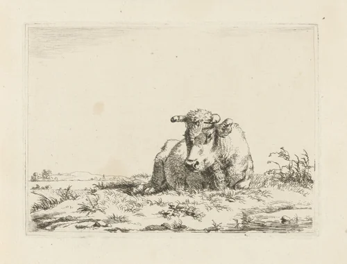 Liggende koe by Pieter Gerardus van Os, print, 1798
