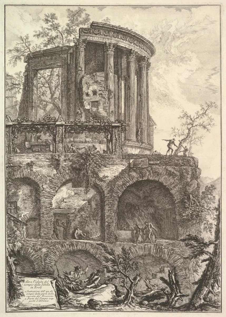 Altra V. del Tempio della Sibilla in Tivoli (Another view of the Temple of the Sibyl in Tivoli) by Giovanni Battista Piranesi, print, 1735-1778