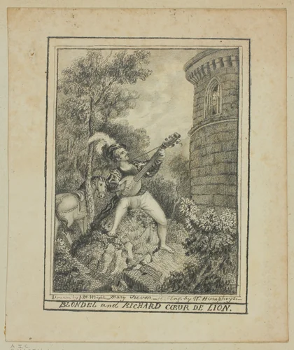 Blondel and Richard Coeur de Lion by Mary Trevor, drawing, 1826