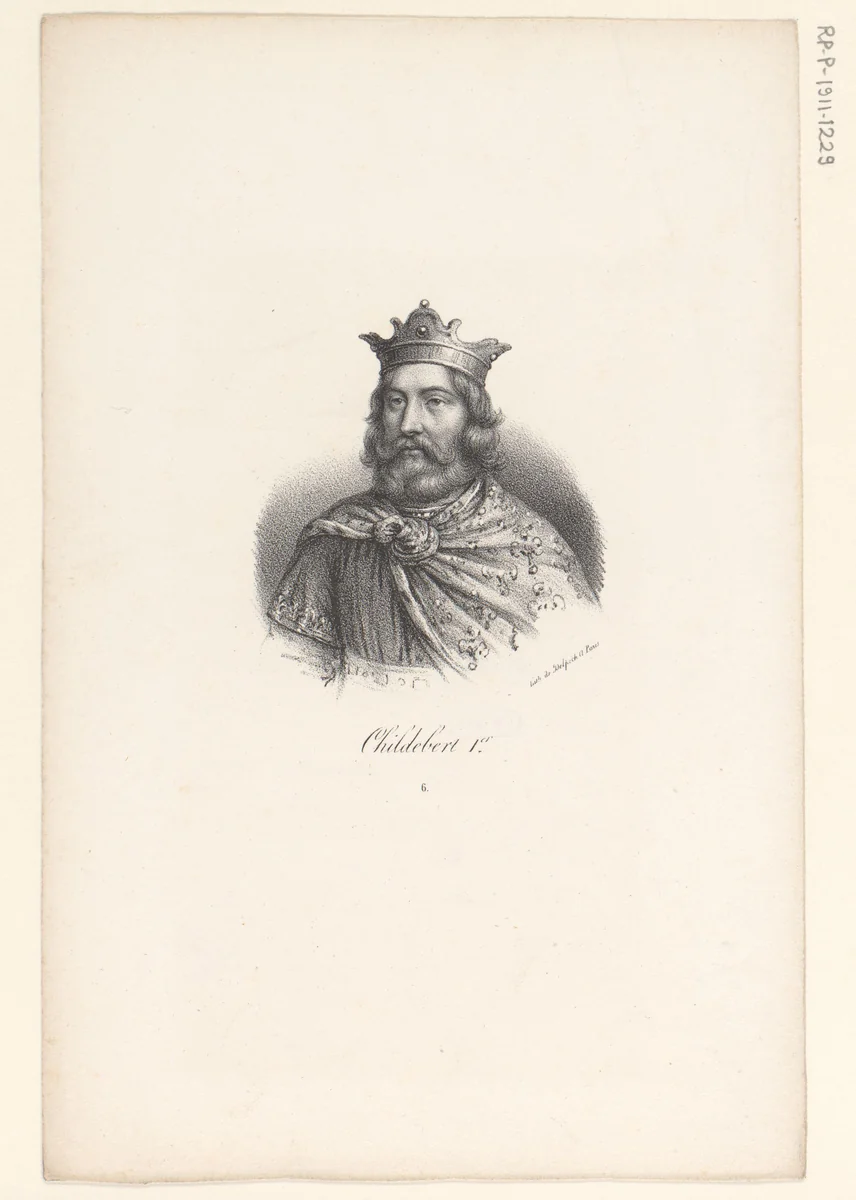 Portret van koning Childebert I by anonymous, print, 1818-1842