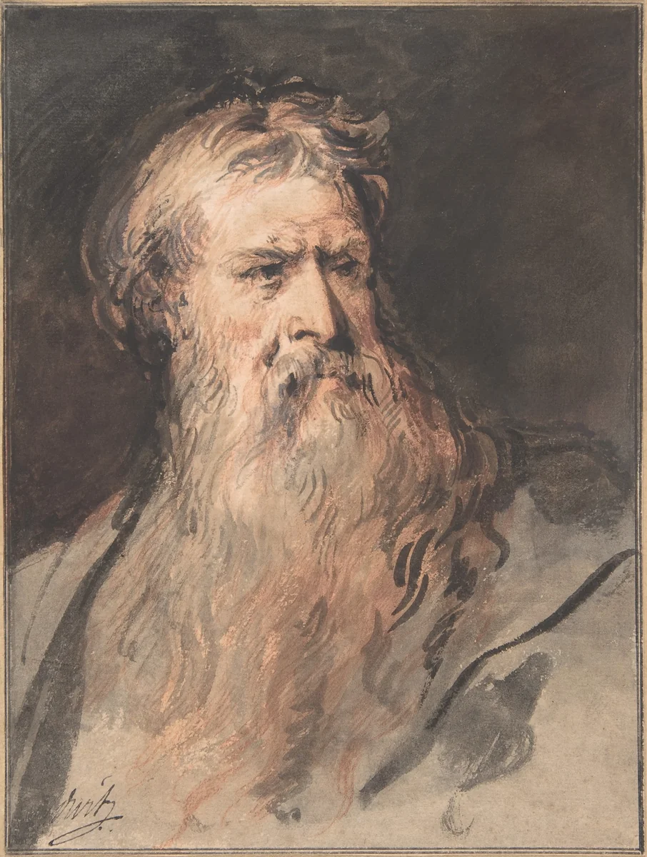 Study for the figure of Moses by Jacob de Wit, drawing, 1730-1737