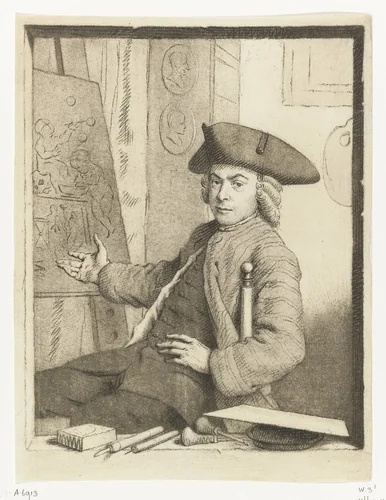 Zelfportret van Cornelis van Noorde by Cornelis van Noorde, print, 1765