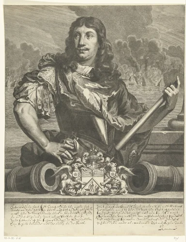 Portret van admiraal Cornelis Tromp by Hendrik Bary, print, 1657-1707