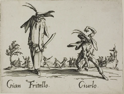 Gian Fritello - Ciurlo, plate 7 from Balli di Sfessania by Jacques Callot, print, 1617-1627