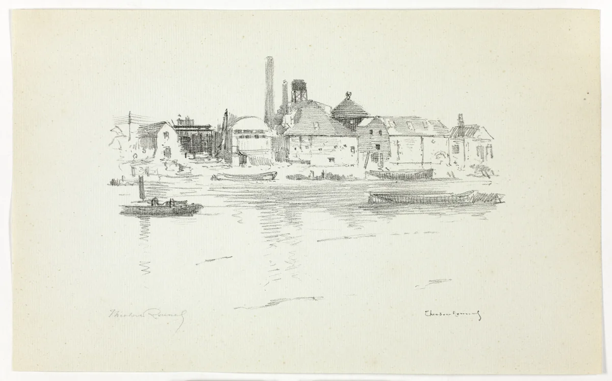 Battersea from the River, Low Tide by Theodore Roussel, print, 1890-1894