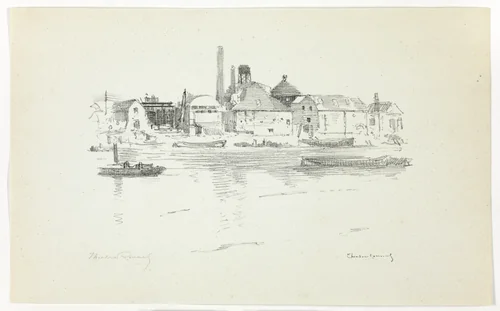 Battersea from the River, Low Tide by Theodore Roussel, print, 1890-1894