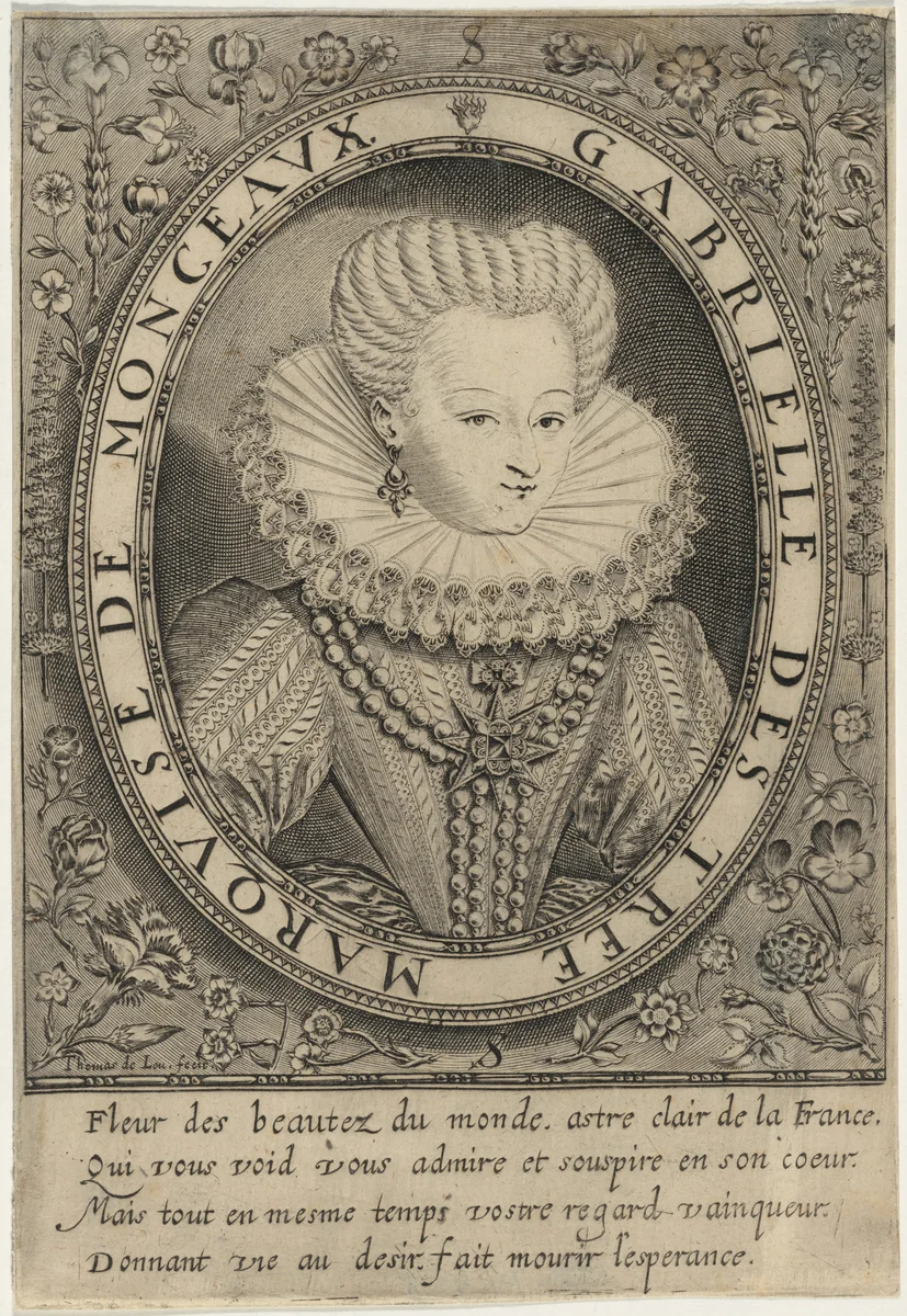 Gabrielle D'Estrees, Marquise de Montceaux by Thomas de Leu, print, 1560-1620