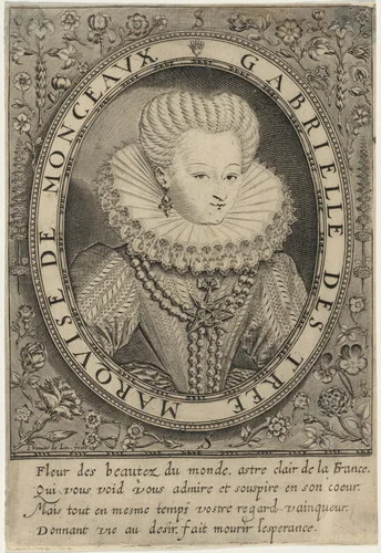 Gabrielle D'Estrees, Marquise de Montceaux by Thomas de Leu, print, 1560-1620