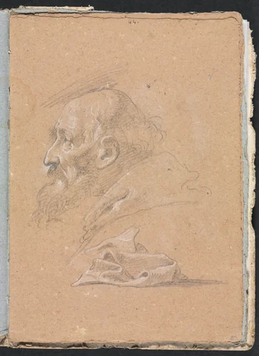 Verona Sketchbook: Monk in profile with drapery (page 87) by Francesco Lorenzi, book, 1760