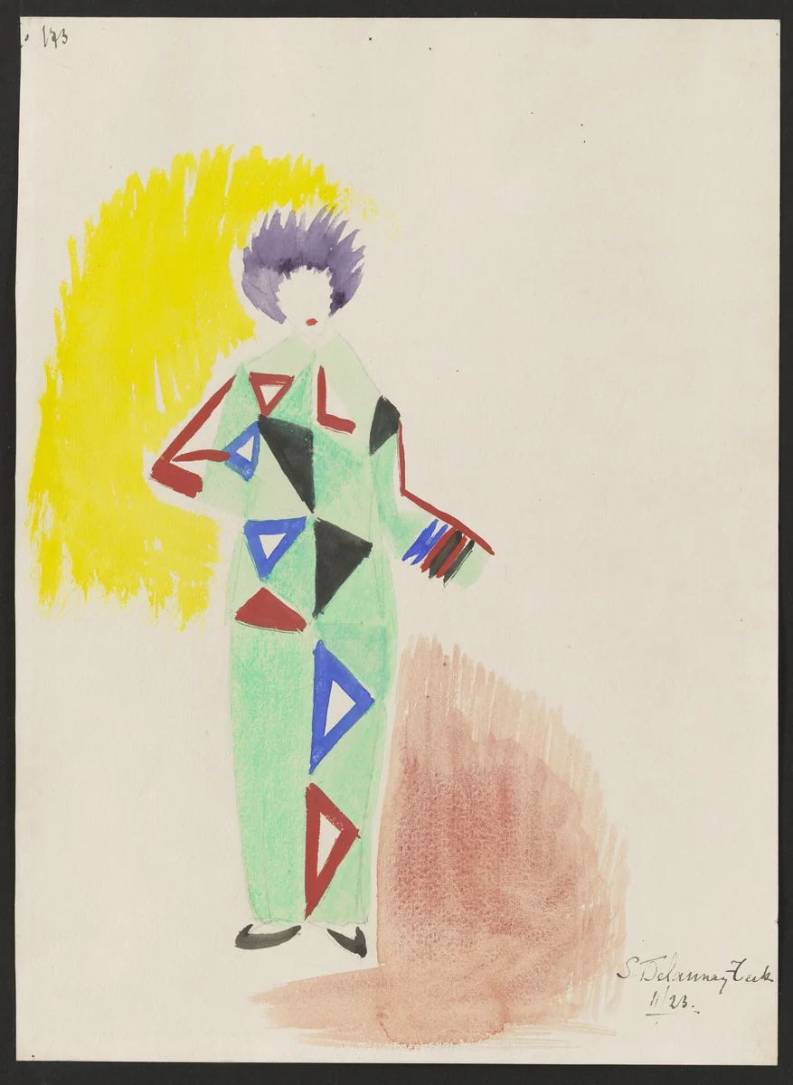 Pajamas for Tristan Tzara by Sonia Delaunay, drawing, 1923
