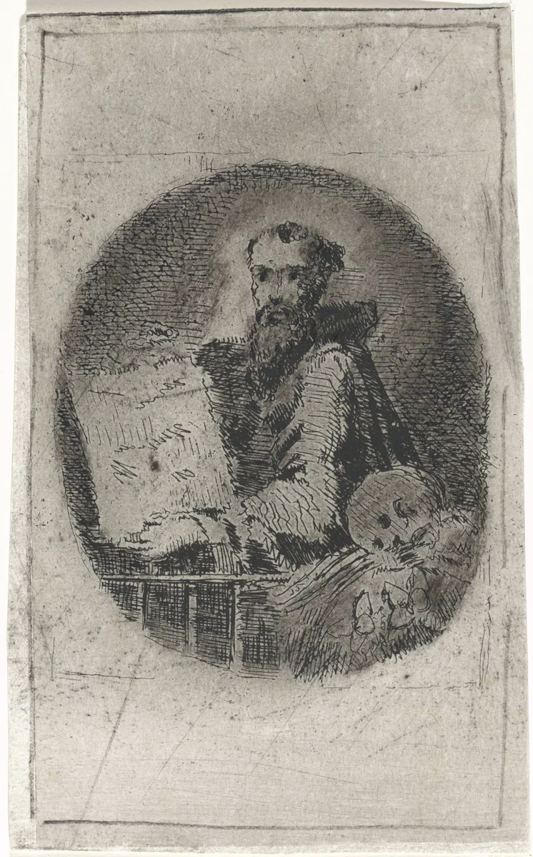 Man met geschrift by Arnoud Schaepkens, print, 1831-1904