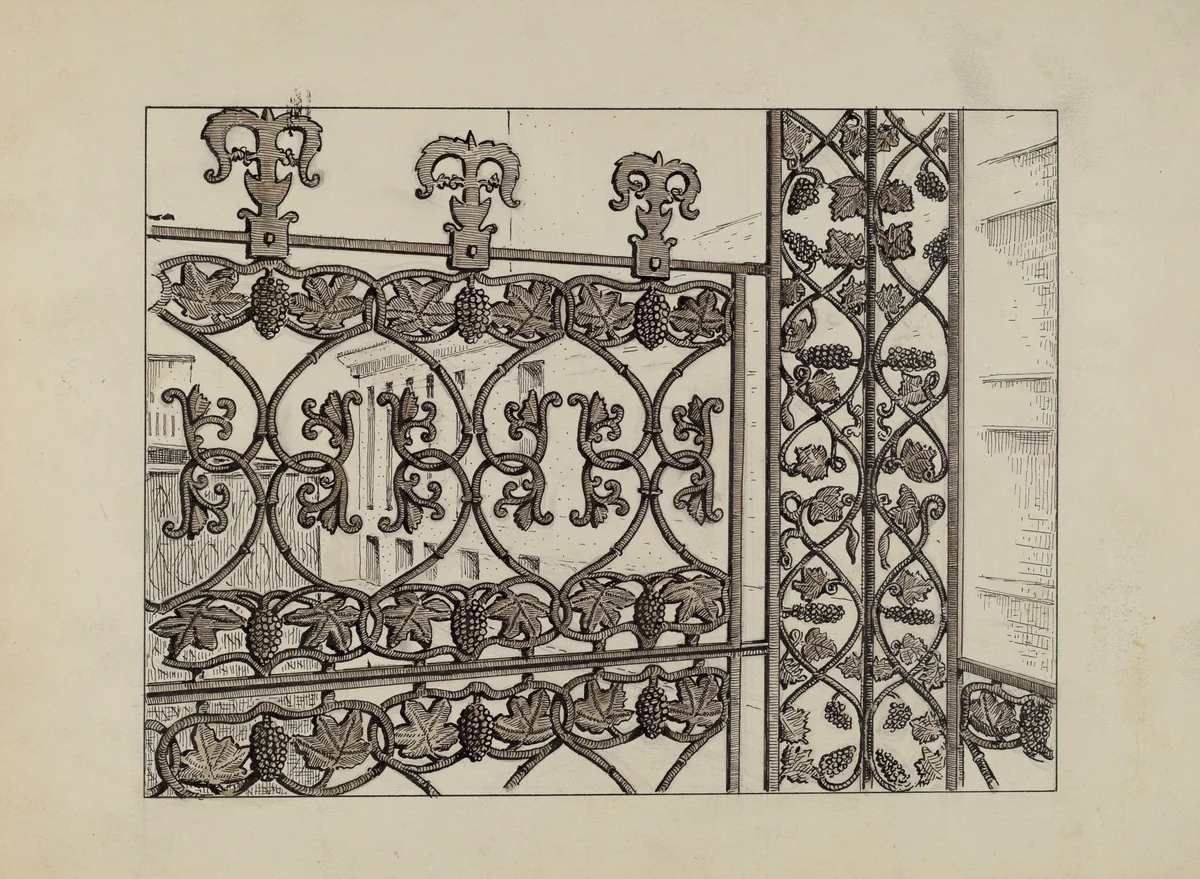 Cast Iron Balcony Rail by Al Curry, index of american design, 1936