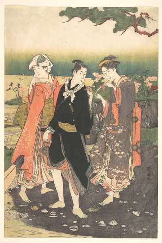On Shinagawa Beach at Ebb-Tide by Utagawa Toyokuni, print, 1769-1825