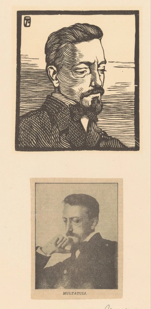 Portret van Multatuli by Johannes Josephus Aarts, print, 1881-1934