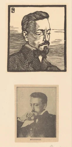 Portret van Multatuli by Johannes Josephus Aarts, print, 1881-1934