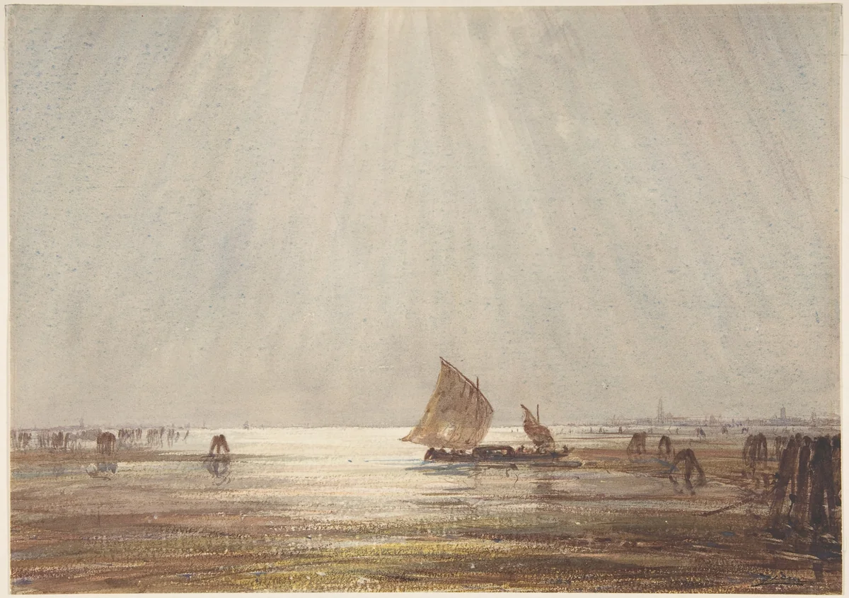 Venetian fishing boat by Félix Ziem, drawing, 1835-1911