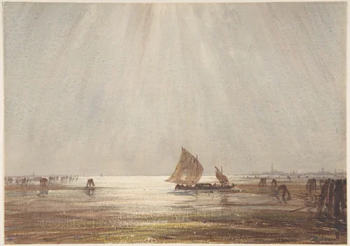 Venetian fishing boat by Félix Ziem, drawing, 1835-1911