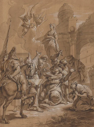 Martyrdom of a Female Saint by Francesco Fontebasso, drawing, 1700-1799