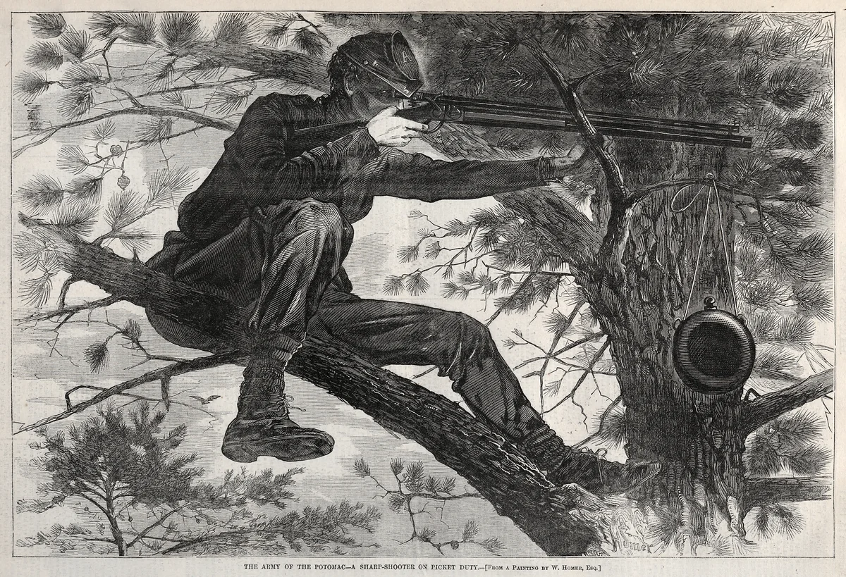 A Sharpshooter on Picket Duty by Winslow Homer, print, 1860-1869