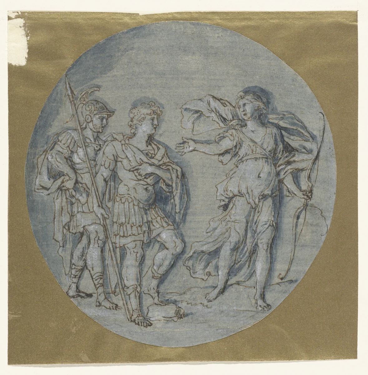 Diana spreekt tot Aeneas en Achates by Ludovico Gimignani, drawing, 1653-1697