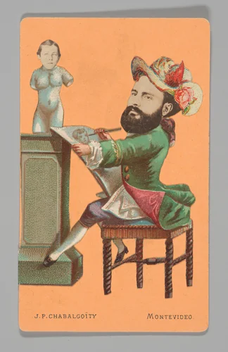 [Photo Collage: Man Drawing Bust] by Juan Pedro Chabalgoity, photograph, 1870-1880