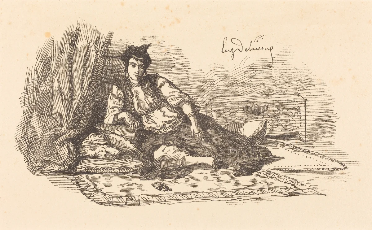 Jewish Woman of Algiers (Juive d'Alger et une rue à Alger) by Eugène Delacroix, print, 1838